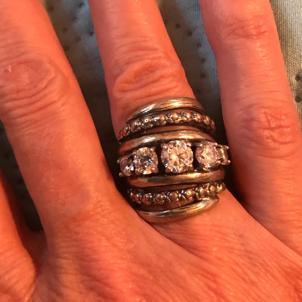 Sterling silver and cubic zirconia ring
